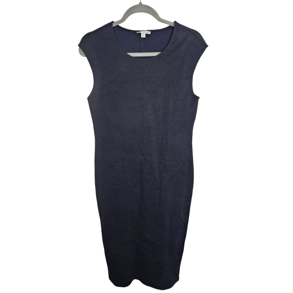 Standard James Perse Women Navy Sheath Dress Sz 3 Large Stretch Career Corp Work